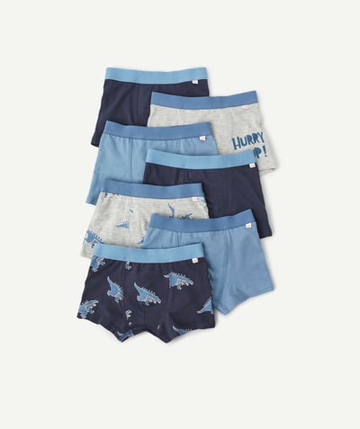 CategoryModel (8821762392206@697)  - LOT DE 7 BOXERS BLEUS IMPRIMÉ DINOSAURES EN COTON BIO GARÇON