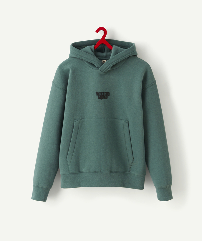   - GROEN HOODED SWEATSHIRT VOOR JONGENS MET GEVLOKTE BOODSCHAP