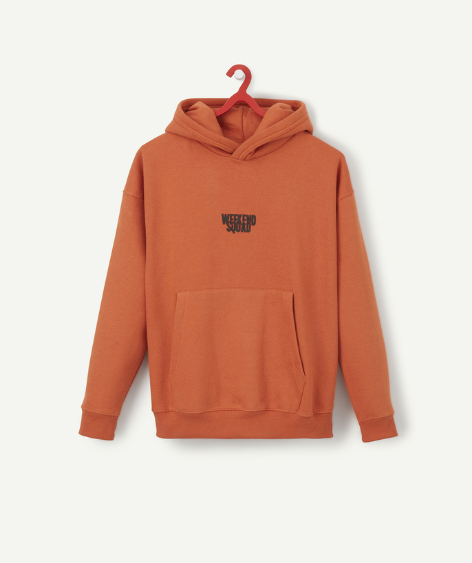   - ORANJE FLEECE HOODIE MET JONGENSBOODSCHAP