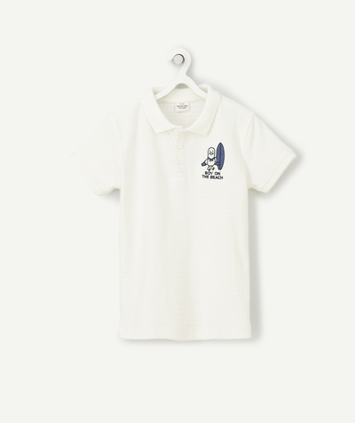 CategoryModel (8826108739726@7)  - POLO GARÇON BLANC EN COTON BIO AVEC BRODERIE MOUETTE