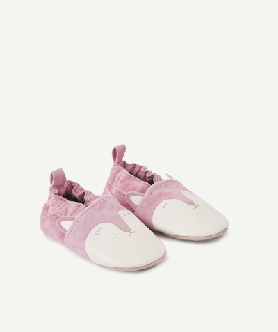 CategoryModel (8824437702798@1096)  - CHAUSSONS ROSES EN CUIR FLOQUÉ ANIMALIER BÉBÉ FILLE