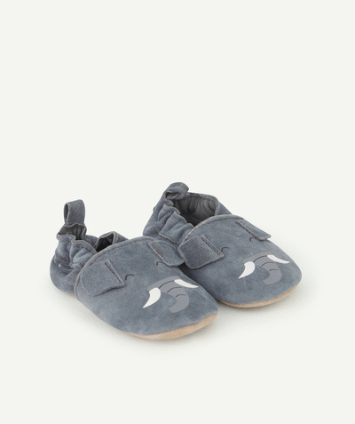 CategoryModel (8824437670030@2163)  - CHAUSSONS BLEUS EN CUIR MOTIFS ÉLÉPHANT BÉBÉ GARÇON