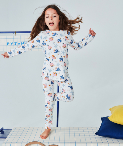 CategoryModel (8821759639694@6270)  - PYJAMA FILLE EN COTON BIO BLANC ET IMPRIMÉ FLEURS