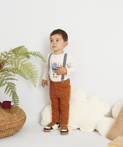 CategoryModel (8825519734926@1633)  - PANTALON EN DENIM MARRON AVEC BRETELLES BÉBÉ GARÇON