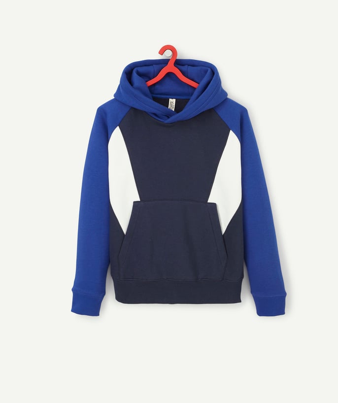   - COLORBLOCK SWEATER VAN GERECYCLEERD KATOEN, MET CAPUCHON, VOOR JONGENS