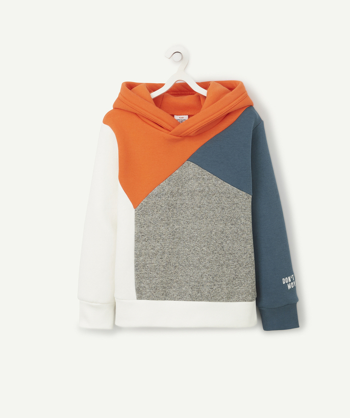   - COLOR BLOCK SWEATER VAN GERECYCLEERDE VEZELS, MET CAPUCHON, VOOR JONGENS