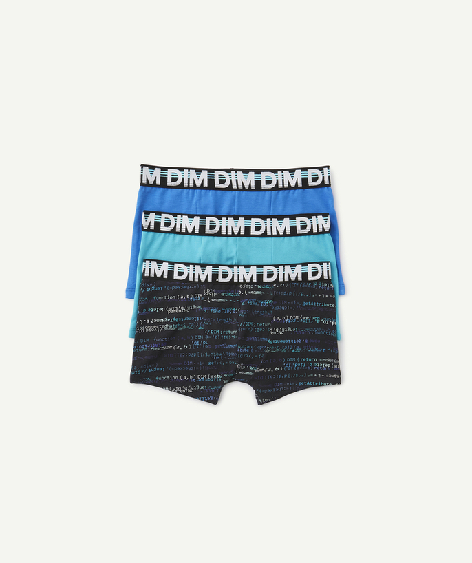   - SET VAN 3 BLAUWE BOXERS VAN STRETCH KATOEN, MET PRINT