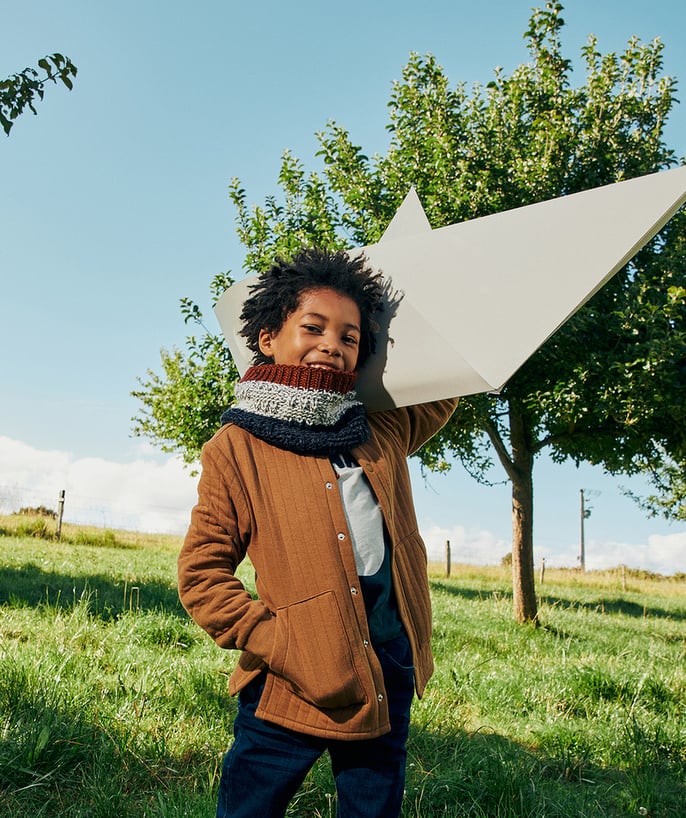   - SNOOD GARÇON TRICOLORE EN TRICOT EN FIBRES RECYCLÉES