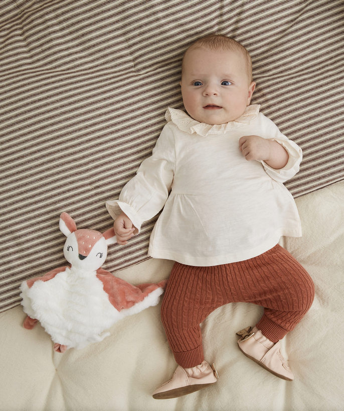   - LEGGING MET KABEL EFFECT IN TERRACOTTA KLEUR VOOR BABYMEISJES