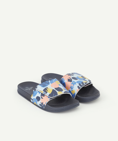 CategoryModel (8824502943886@29)  - MARINEBLAUWE SLIPPERS MET BANDEN MET KLEURIGE PRINTS, VOOR JONGENS