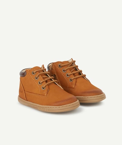 CategoryModel (8826076004494@13)  - BOTTINES EN CUIR CAMEL ET MARRON AVEC LACET BÉBÉ