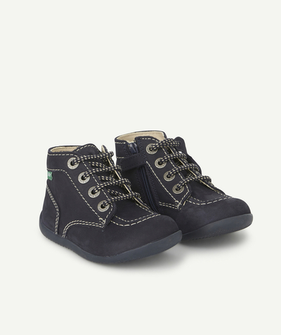 CategoryModel (8824535777422@129)  - BOTTINES EN CUIR BÉBÉ BLEU MARINE AVEC LACETS ET ZIP