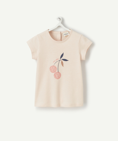 CategoryModel (8824896422030@11)  - T-SHIRT BÉBÉ FILLE EN COTON BIOLOGIQUE ROSE AVEC CERISE