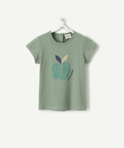 CategoryModel (8826076004494@13)  - T-SHIRT BÉBÉ FILLE EN COTON BIOLOGIQUE VERT AVEC POMME IMPRIMÉ