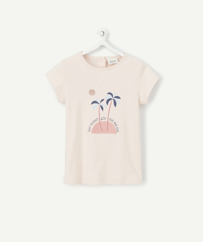 CategoryModel (8824896520334@13)  - T-SHIRT BÉBÉ FILLE EN COTON BIO ROSE PÂLE AVEC PALMIERS