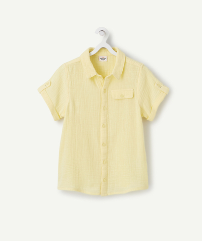 CategoryModel (8824502943886@29)  - CHEMISE MANCHES COURTES GARÇON EN GAZE DE COTON JAUNE