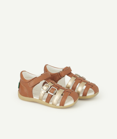 CategoryModel (8824437670030@2163)  - SANDALEN VOOR BABYMEISJES BIGKRO CAMEL EN GOUDKLEURIG LEER