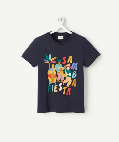 CategoryModel (8824503074958@56)  - BLAUW T-SHIRT VOOR JONGENS IN GERECYCLEERD KATOEN MET THEMA SAMBA SIESTA