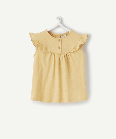 CategoryModel (8824896422030@11)  - T-SHIRT BÉBÉ FILLE JAUNE EN COTON BIO AVEC VOLANTS