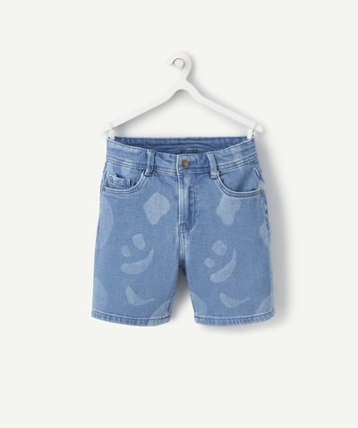 CategoryModel (8821764522126@5512)  - SHORT DROIT GARÇON EN DENIM LOW IMPACT AVEC FORMES DÉLAVÉES