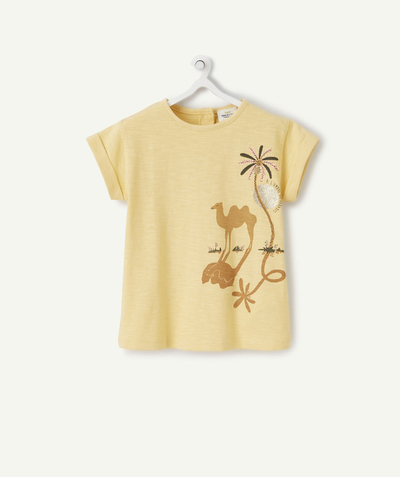 CategoryModel (8824830591118@17)  - T-SHIRT BÉBÉ FILLE JAUNE EN COTON BIO THÈME DÉSERT