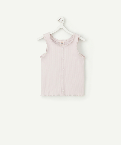 CategoryModel (8825585631374@157)  - T-SHIRT SANS MANCHES FILLE EN COTON BIO MAUVE AVEC BRODERIES