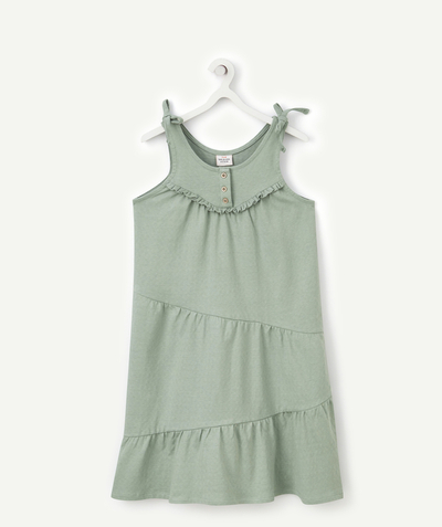 CategoryModel (8824668160142@154)  - ROBE A BRETELLES FILLE VERTE EN COTON BIO AVEC VOLANTS