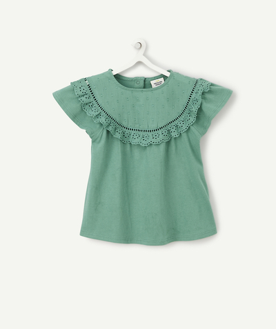 CategoryModel (8826108674190@5)  - T-SHIRT BÉBÉ FILLE EN COTON VERT AVEC BRODERIES