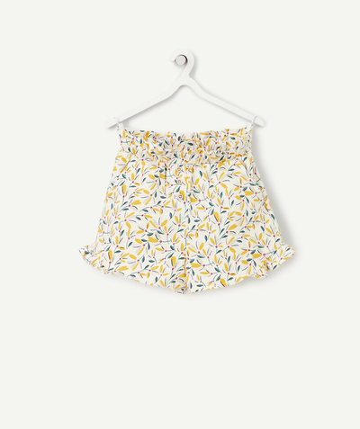 CategoryModel (8821758460046@1929)  - SHORT FILLE BLANC EN COTON BIO IMPRIMÉ FLEURI AVEC VOLANTS