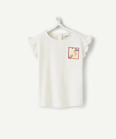 CategoryModel (8825354879118@29)  - T-SHIRT ANTI-UV BÉBÉ FILLE EN COTON BIO ÉCRU AVEC BRODERIE ET VOLANTS