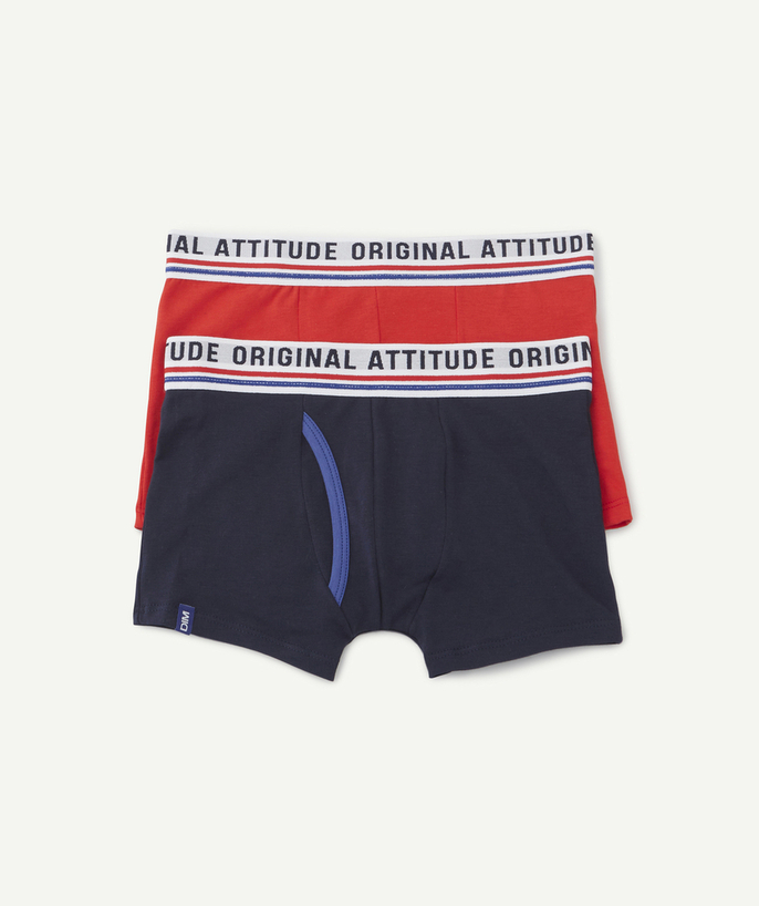   - SET VAN 2 BOXERS IN RETROSTIJL VOOR JONGENS, BLAUW EN ROOD