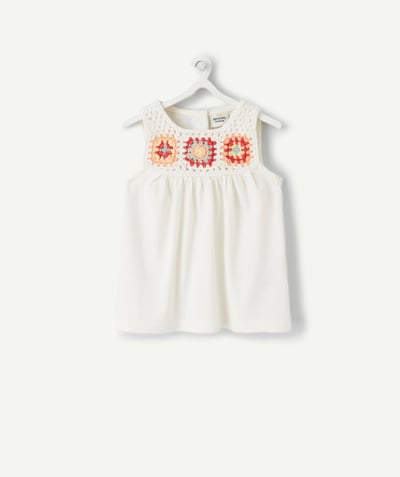 CategoryModel (8826076004494@13)  - T-SHIRT BLANC BÉBÉ FILLE AVEC DÉTAILS EN CROCHET