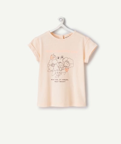 CategoryModel (8824896422030@11)  - T-SHIRT BÉBÉ FILLE EN TEINTURE VÉGÉTALE ORANGE AVEC ANIMATION