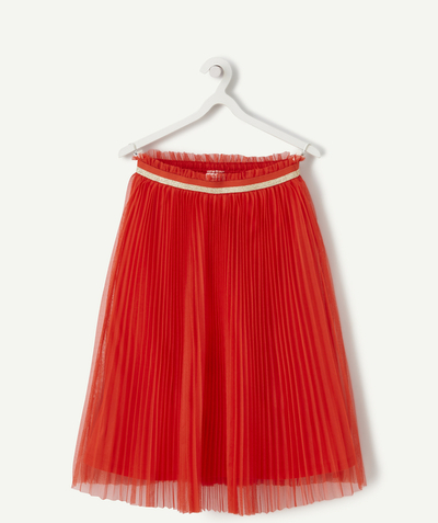 CategoryModel (8826175062158@2)  - JUPE LONGUE FILLE ROUGE EN TULLE PLISSÉE