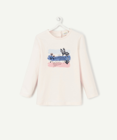 CategoryModel (8824502976654@15)  - T-SHIRT BÉBÉ FILLE ROSE PÂLE EN COTON BIO AVEC MOTIF JAGUAR