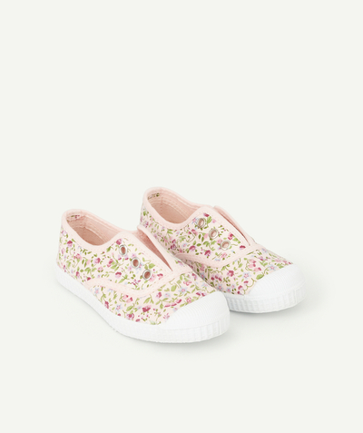 CategoryModel (8821761573006@30518)  - GIRLS' PINK FLORAL PRINT CANVAS TRAINERS