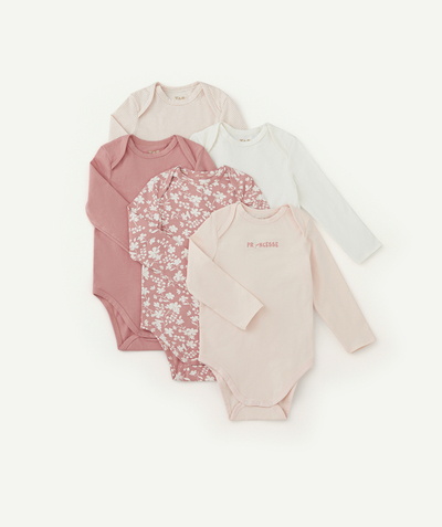 CategoryModel (8826108674190@5)  - SET VAN 5 ROZE ROMPERS VAN BIOKATOEN VOOR BABYMEISJES