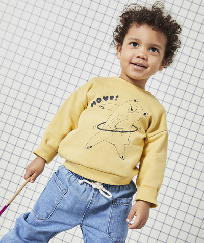 CategoryModel (8824437670030@2163)  - SWEAT BÉBÉ GARÇON EN FIBRES RECYCLÉES JAUNE MOTIF OURS