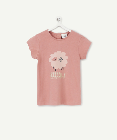 CategoryModel (8824896520334@13)  - T-SHIRT À MANCHES COURTES BÉBÉ FILLE EN COTON BIO ROSE MOTIF MOUTON