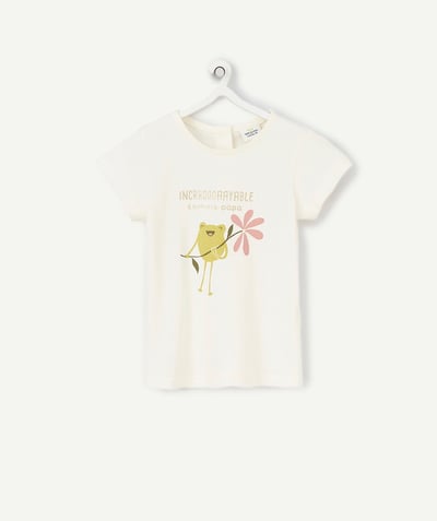 CategoryModel (8826076004494@13)  - T-SHIRT BÉBÉ FILLE EN COTON BIO ÉCRU MOTIF GRENOUILLE