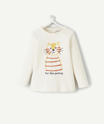 CategoryModel (8825519505550@391)  - T-SHIRT BABYJONGEN VAN BIOKATOEN MET KAT EN GEFLOCKT OPSCHRIFT