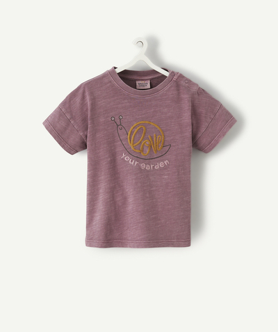 CategoryModel (8824896520334@13)  - T-SHIRT BÉBÉ GARÇON EN COTON BIO MAUVE AVEC ESCARGOT