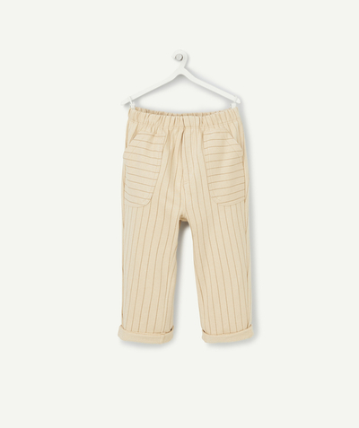 CategoryModel (8824668160142@154)  - PANTALON DROIT BÉBÉ GARÇON EN COTON BIO BEIGE À RAYURES