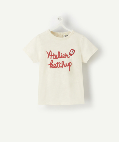 CategoryModel (8826076004494@13)  - ECRU T-SHIRT VOOR BABYJONGENS VAN BIOKATOEN MET KETCHUP OPSCHRIFT