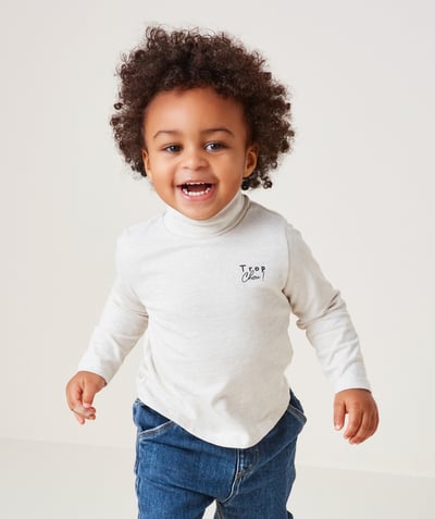 CategoryModel (8824535777422@129)  - SOUS-PULL BÉBÉ GARÇON EN COTON BIO GRIS CHINÉ ET MESSAGE