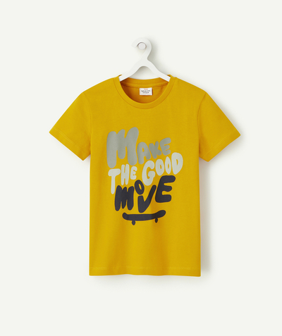 CategoryModel (8824437768334@4514)  - T-SHIRT GARÇON EN COTON BIO JAUNE AVEC MESSAGE ET SKATE