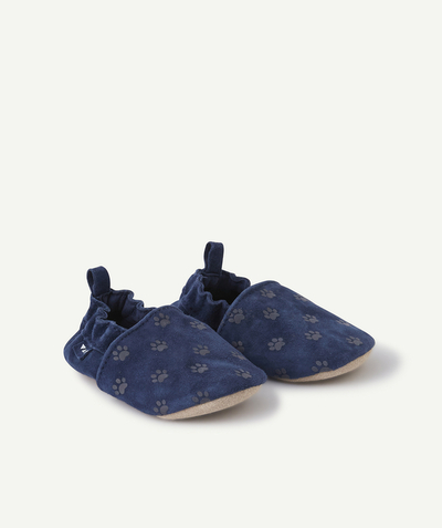 CategoryModel (8824437735566@965)  - CHAUSSONS EN CUIR BÉBÉ GARÇON BLEU MARINE AVEC MOTIFS PATTES