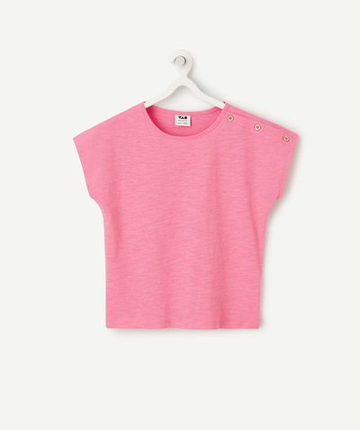 CategoryModel (8824830591118@17)  - roze biokatoenen meisjes-T-shirt met korte mouwen en knopen