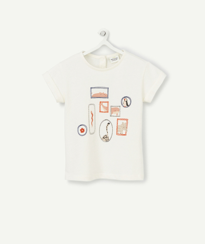 CategoryModel (8825354879118@28)  - T-SHIRT BÉBÉ FILLE EN COTON BIO ÉCRU AVEC MOTIFS ANIMAUX