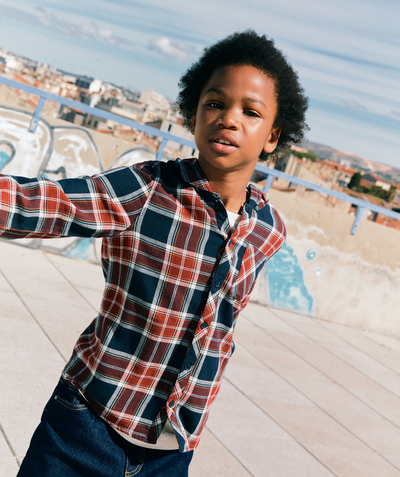 CategoryModel (8824437768334@4514)  - CHEMISE À CAPUCHE À CARREAUX GARÇON MARINE ET BORDEAUX